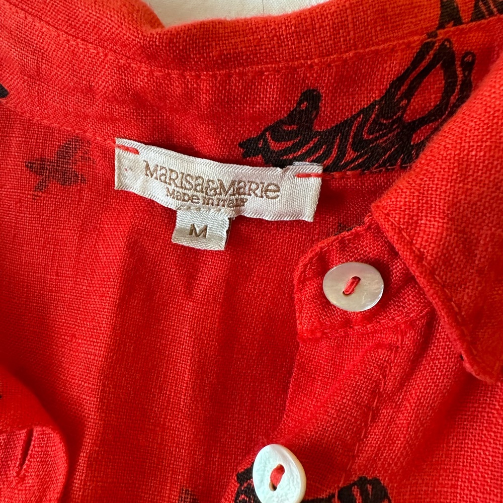 Marisa & Marie linen dress M red and black zebra, almost new , washable, cool